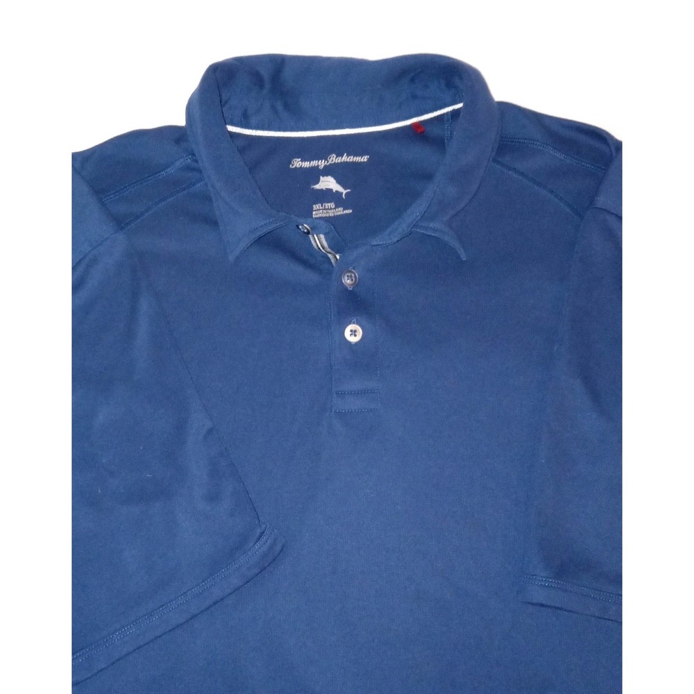Tommy Bahama Polo Shirt Mens 3XL Blue Short Sleeve Marlin Logo Casual